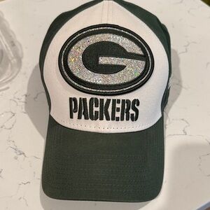 New Era Green Bay Packers Dark Green and White Glitter Logo Cap